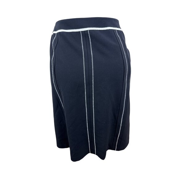 Ann Taylor Black Pencil Skirt With White Stitching Size 4 - Picture 3 of 7